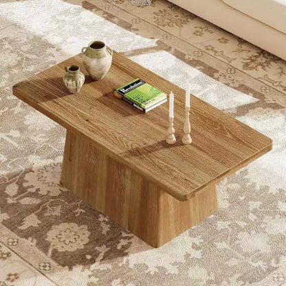 Table basse de style rustique Lantine de 47 pouces, table d'appoint et de centre à piédestal en bois massif pour salon, appartement, marron vintage