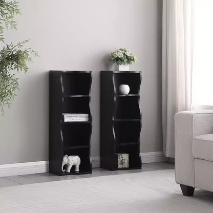 TUYOHW Bibliothèque autoportante à 7 niveaux avec bord ondulé, meuble de rangement avec étagères réglables, unités supérieure et inférieure détachables