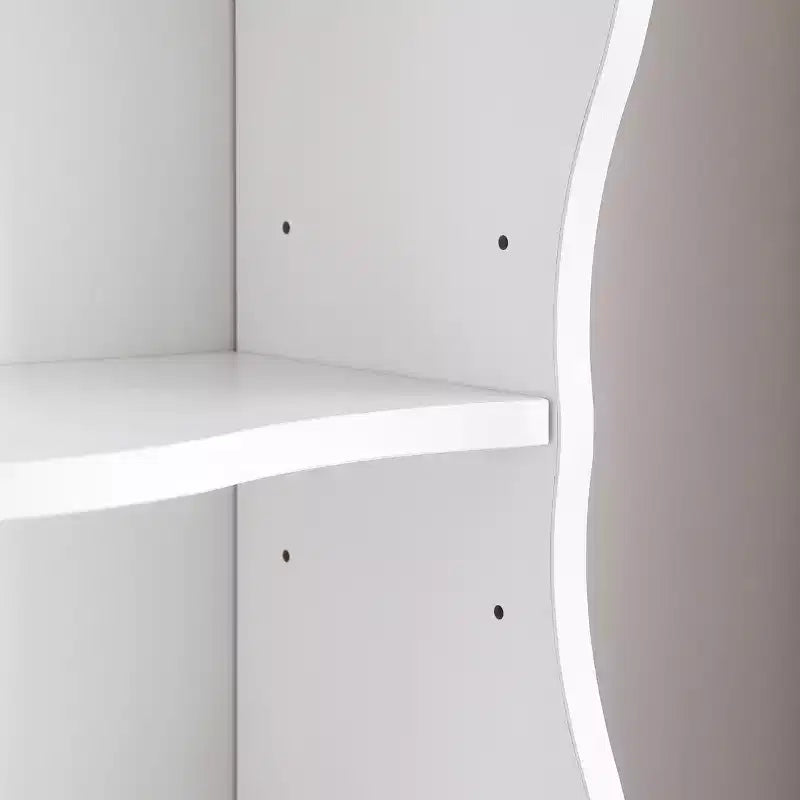TUYOHW Bibliothèque autoportante à 7 niveaux avec bord ondulé, meuble de rangement avec étagères réglables, unités supérieure et inférieure détachables