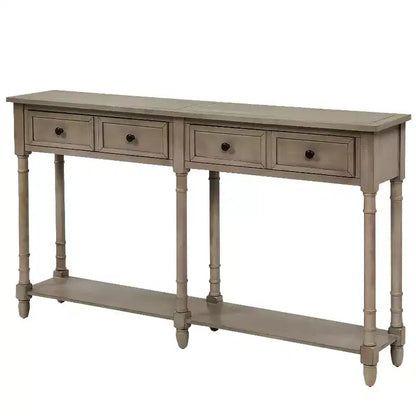 TUYOHW Table console vintage 147 cm, table de canapé étroite avec 2 tiroirs de rangement et étagère inférieure, table d'entrée pour salon, couloir