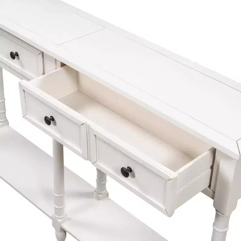 TUYOHW Table console vintage 147 cm, table de canapé étroite avec 2 tiroirs de rangement et étagère inférieure, table d'entrée pour salon, couloir