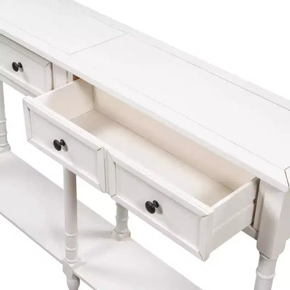TUYOHW Table console vintage 147 cm, table de canapé étroite avec 2 tiroirs de rangement et étagère inférieure, table d'entrée pour salon, couloir