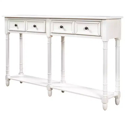 TUYOHW Table console vintage 147 cm, table de canapé étroite avec 2 tiroirs de rangement et étagère inférieure, table d'entrée pour salon, couloir