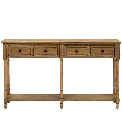 TUYOHW Table console vintage 147 cm, table de canapé étroite avec 2 tiroirs de rangement et étagère inférieure, table d'entrée pour salon, couloir