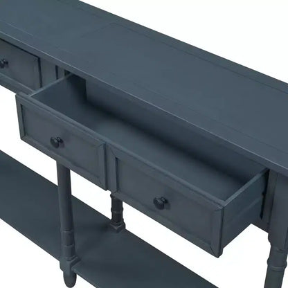 TUYOHW Table console vintage 147 cm, table de canapé étroite avec 2 tiroirs de rangement et étagère inférieure, table d'entrée pour salon, couloir