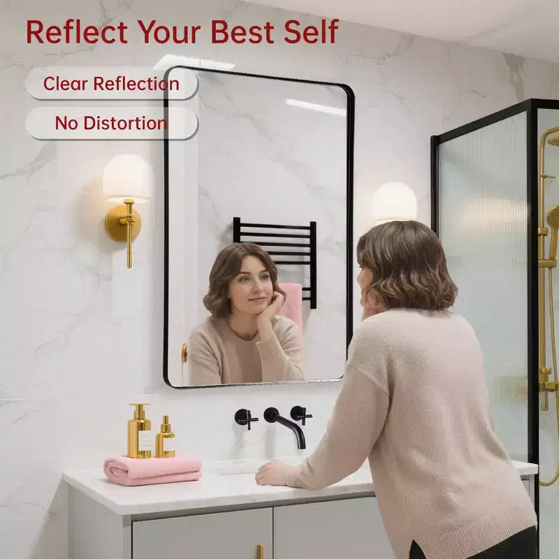 Miroir mural bidirectionnel SUMERAIN, 61x91 cm, Miroir de salle de bain noir pour salon, chambre, salle de bain, entrée