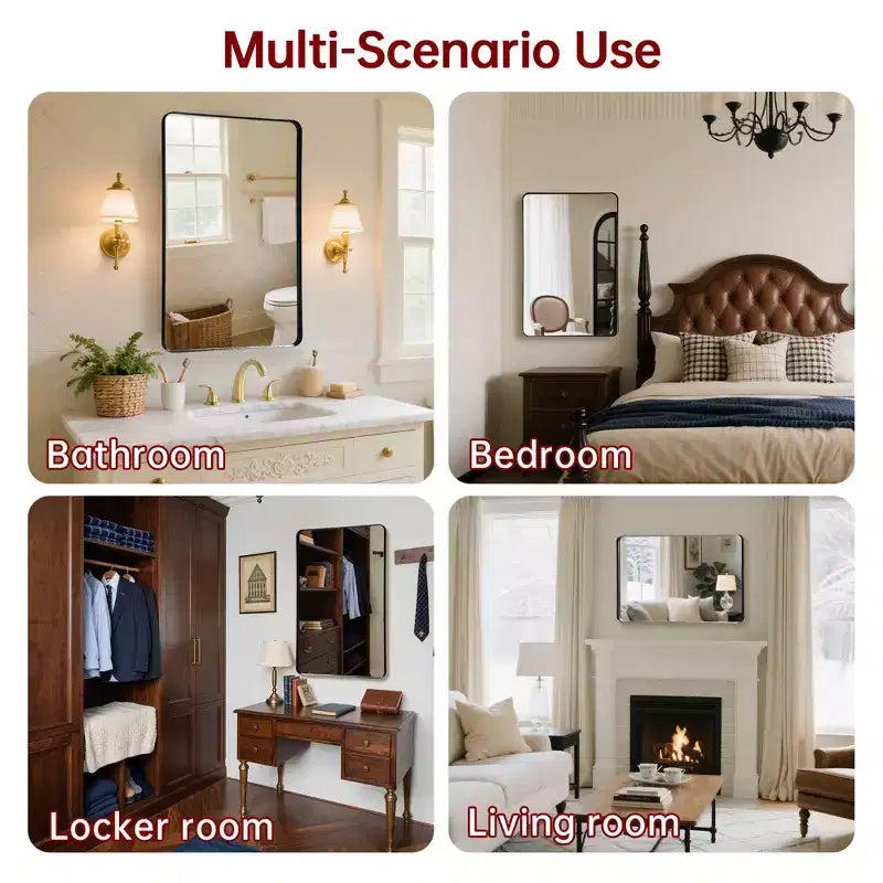 Miroir mural bidirectionnel SUMERAIN, 61x91 cm, Miroir de salle de bain noir pour salon, chambre, salle de bain, entrée