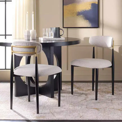 Chaise de salle à manger Covelle - Lot de 2 - DCH6400 - Noir Or/Gris tourterelle - Safavieh