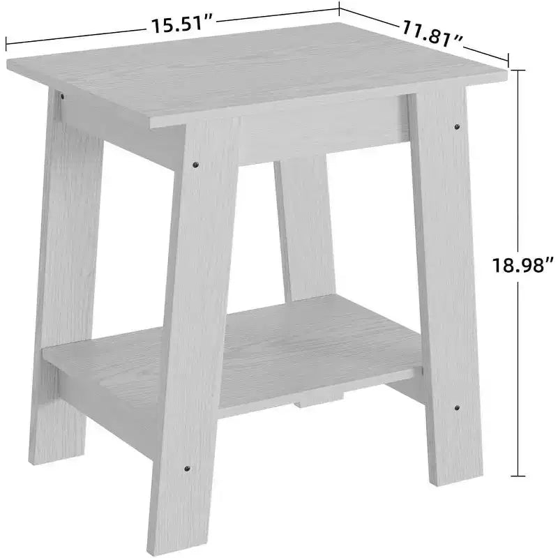 Table d'appoint Acekool avec étagère de rangement à 2 niveaux, table de chevet étroite moderne, petite table d'appoint pour salon et chambre à coucher, montage facile
