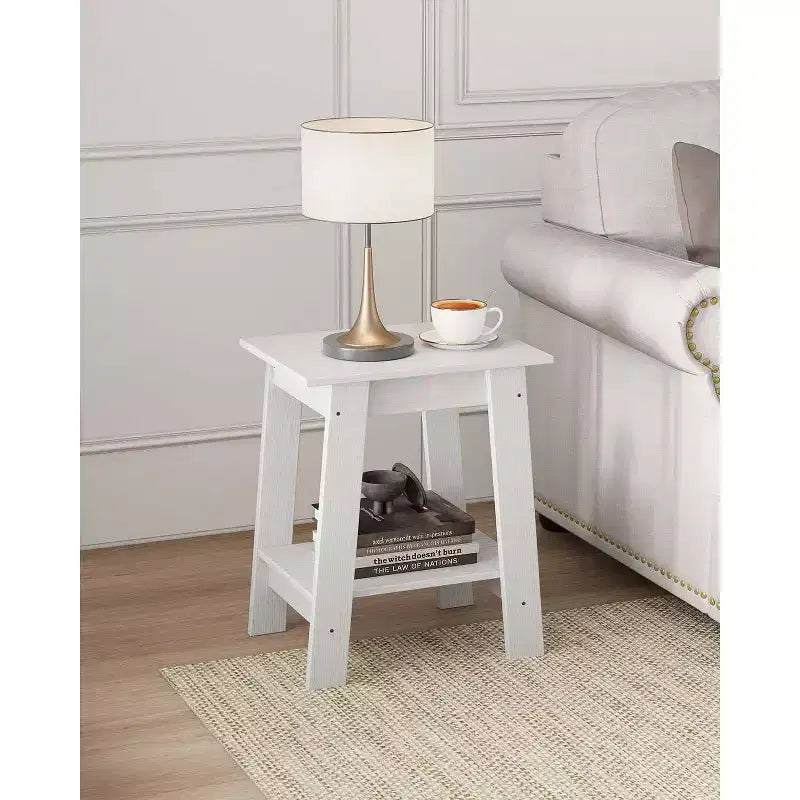 Table d'appoint Acekool avec étagère de rangement à 2 niveaux, table de chevet étroite moderne, petite table d'appoint pour salon et chambre à coucher, montage facile