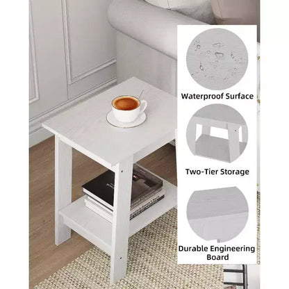 Table d'appoint Acekool avec étagère de rangement à 2 niveaux, table de chevet étroite moderne, petite table d'appoint pour salon et chambre à coucher, montage facile