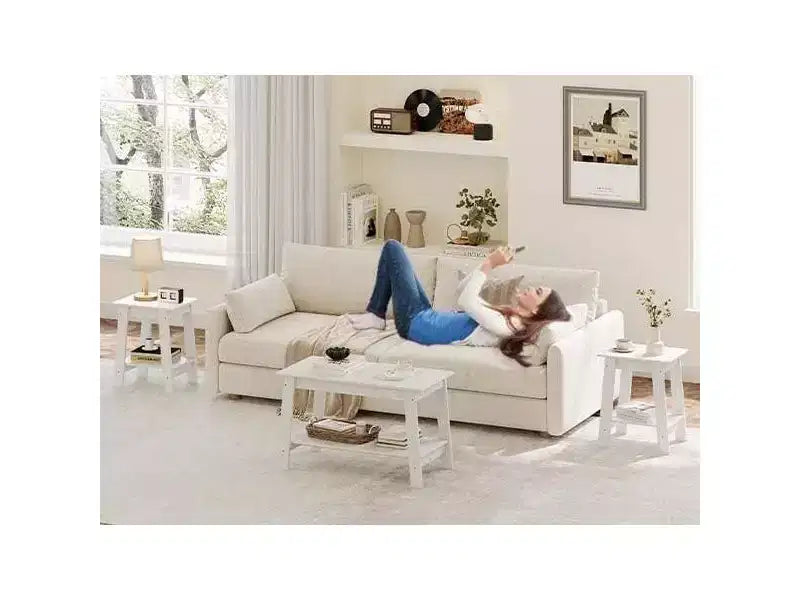 Table d'appoint Acekool avec étagère de rangement à 2 niveaux, table de chevet étroite moderne, petite table d'appoint pour salon et chambre à coucher, montage facile