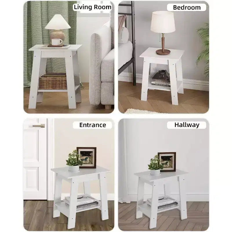 Table d'appoint Acekool avec étagère de rangement à 2 niveaux, table de chevet étroite moderne, petite table d'appoint pour salon et chambre à coucher, montage facile