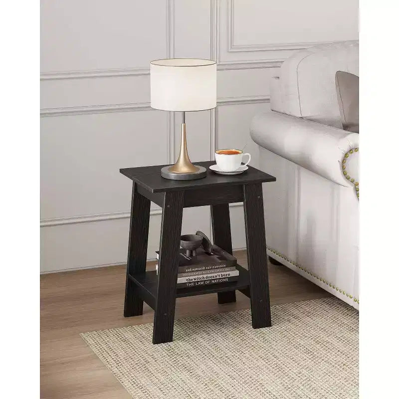 Table d'appoint Acekool avec étagère de rangement à 2 niveaux, table de chevet étroite moderne, petite table d'appoint pour salon et chambre à coucher, montage facile
