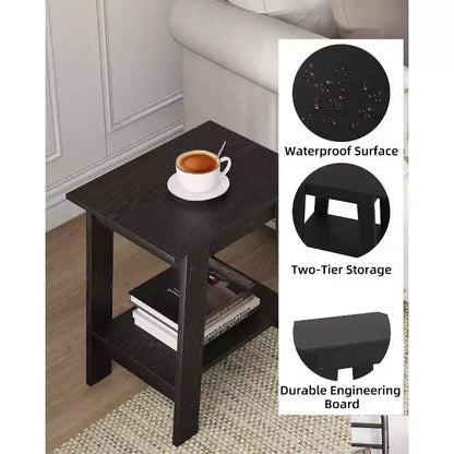 Table d'appoint Acekool avec étagère de rangement à 2 niveaux, table de chevet étroite moderne, petite table d'appoint pour salon et chambre à coucher, montage facile