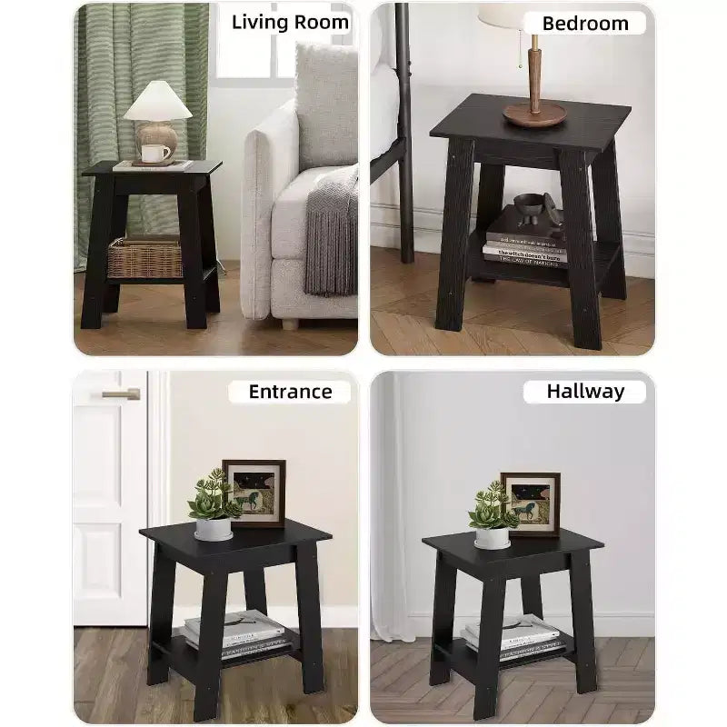 Table d'appoint Acekool avec étagère de rangement à 2 niveaux, table de chevet étroite moderne, petite table d'appoint pour salon et chambre à coucher, montage facile