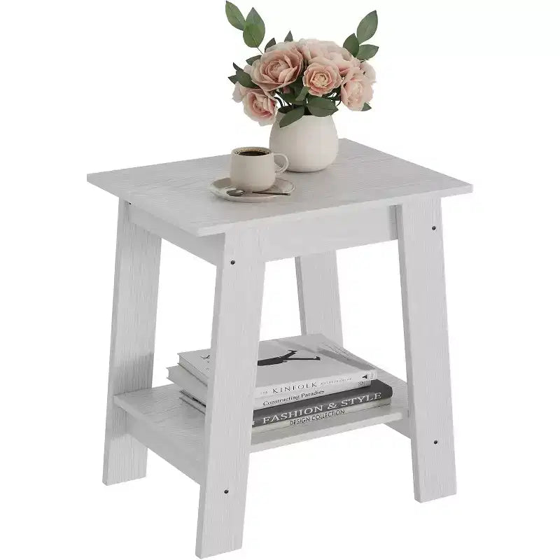 Table d'appoint Acekool avec étagère de rangement à 2 niveaux, table de chevet étroite moderne, petite table d'appoint pour salon et chambre à coucher, montage facile