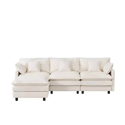 102 Canapé Sectionnel Moderne avec Ottoman, Coussins Double Couche, Canapé Nuage en Tissu Doux pour Salons, Appartements ou Lounges-Panipeachy