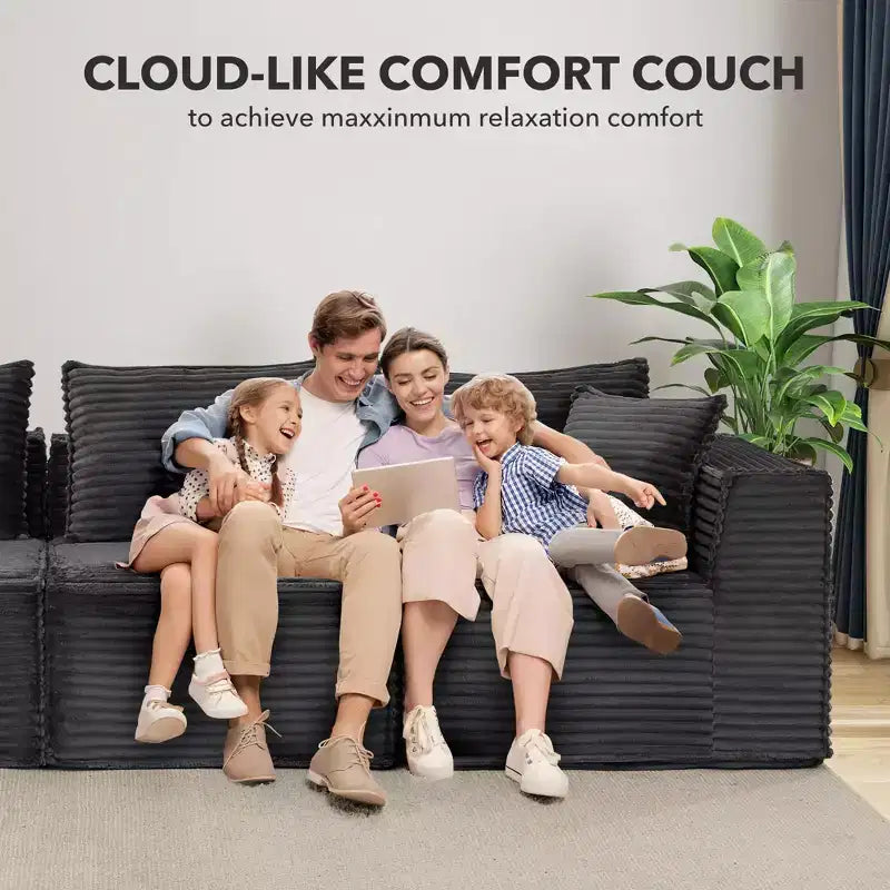 107 canapé modulaire, canapé sectionnel moderne avec assise profonde, canapé en L sans accoudoirs avec méridienne pour salon, appartement, chambre à coucher