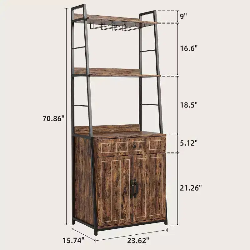Étagère de boulanger avec tiroir de 180 cm de haut, étagère de boulanger avec armoire, support de micro-ondes, meuble bar haut, meuble de cuisine industriel avec tiroir