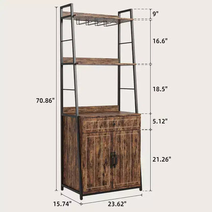 Étagère de boulanger avec tiroir de 180 cm de haut, étagère de boulanger avec armoire, support de micro-ondes, meuble bar haut, meuble de cuisine industriel avec tiroir