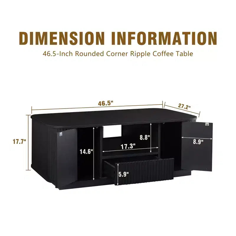 Table basse ovale, 118 cm, luxe moderne avec tiroirs et rangement, silhouette incurvée, pour salon ou bureau