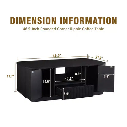 Table basse ovale, 118 cm, luxe moderne avec tiroirs et rangement, silhouette incurvée, pour salon ou bureau
