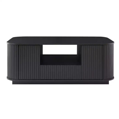 Table basse ovale, 118 cm, luxe moderne avec tiroirs et rangement, silhouette incurvée, pour salon ou bureau