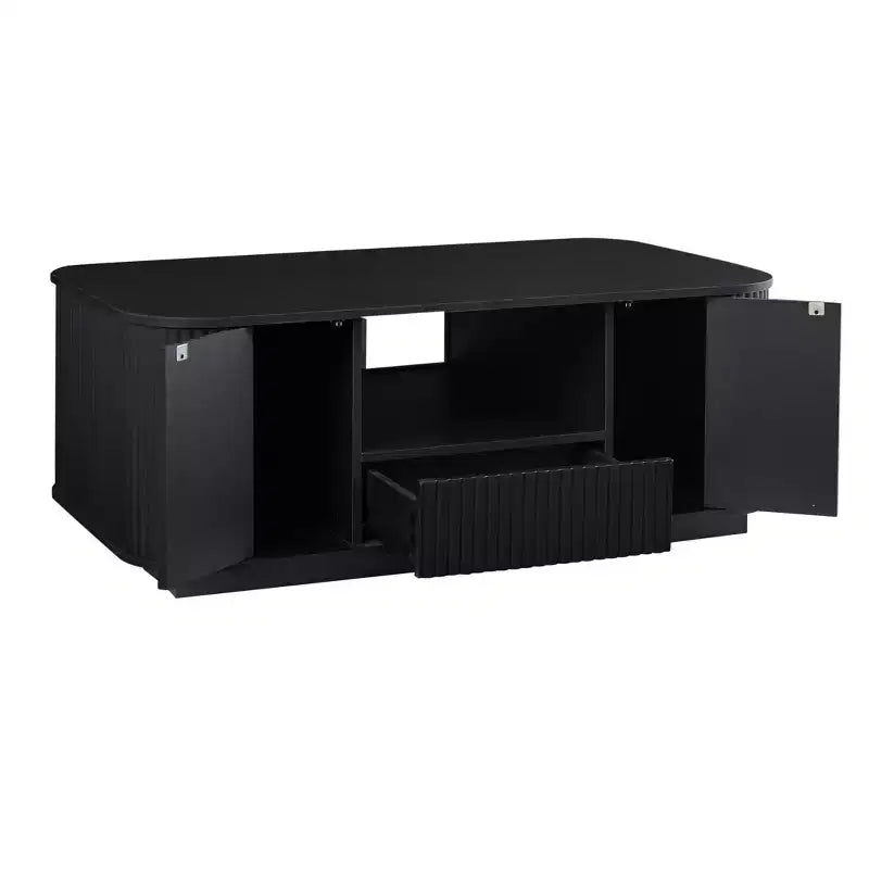 Table basse ovale, 118 cm, luxe moderne avec tiroirs et rangement, silhouette incurvée, pour salon ou bureau