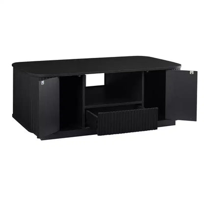 Table basse ovale, 118 cm, luxe moderne avec tiroirs et rangement, silhouette incurvée, pour salon ou bureau