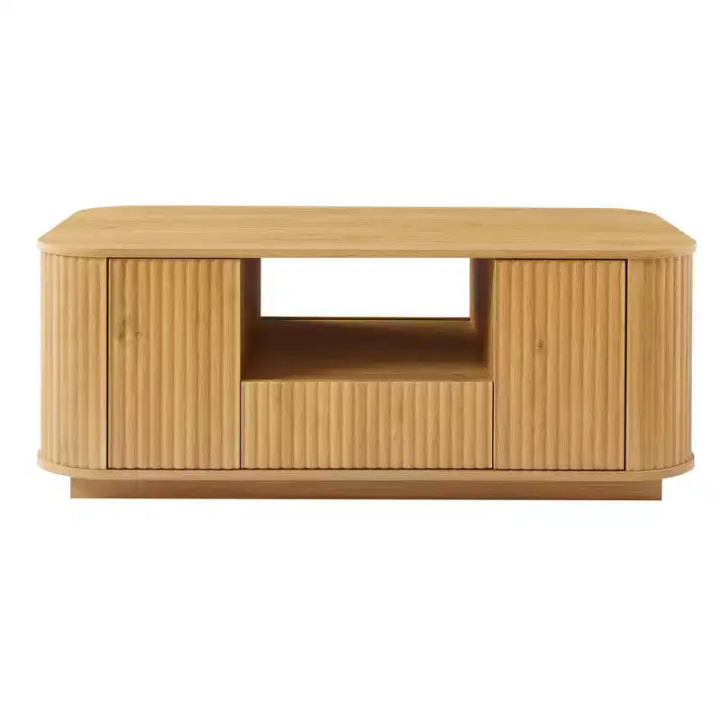 Table basse ovale, 118 cm, luxe moderne avec tiroirs et rangement, silhouette incurvée, pour salon ou bureau