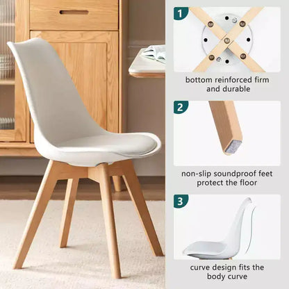 Chaises de salle à manger Okak (lot de 4) avec surface en similicuir et pieds en bois, chaises sans accoudoirs avec assise rembourrée, chaises de cuisine pour salle à manger