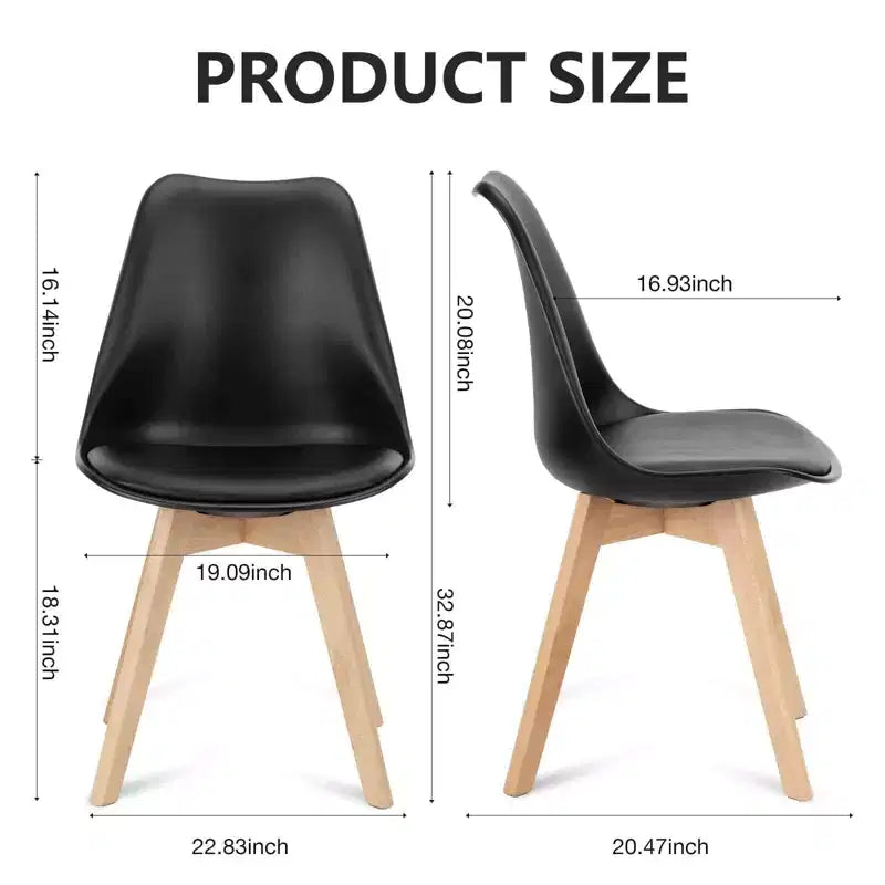 Chaises de salle à manger Okak (lot de 4) avec surface en similicuir et pieds en bois, chaises sans accoudoirs avec assise rembourrée, chaises de cuisine pour salle à manger