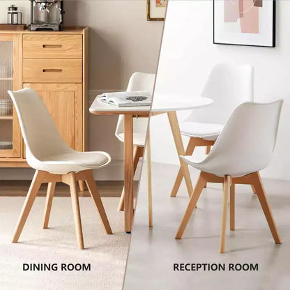 Chaises de salle à manger Okak (lot de 4) avec surface en similicuir et pieds en bois, chaises sans accoudoirs avec assise rembourrée, chaises de cuisine pour salle à manger