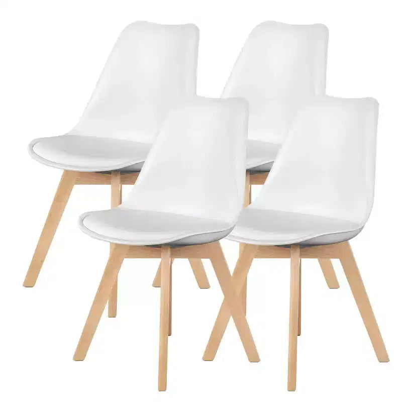 Okak Dining Chairs Set of 4 with Faux Leather Surface and Wood Legs, Armless Chairs with Padding Seat, Kitchen Chairs for Dining Room