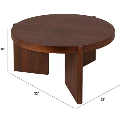 Table basse Storied Home en bois de manguier, finition noyer