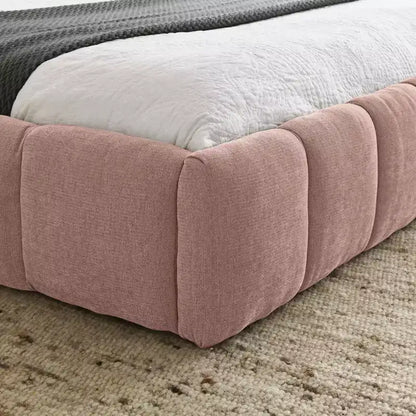 MAYEERTY Cadre de lit rembourré grand format avec tissu épais et tête de lit Cadre solide pour chambre à coucher Rose