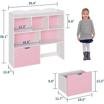 Organisateur de rangement pour jouets, étagère à livres pour enfants, armoire de rangement pour jouets, bibliothèque pour tout-petits pour chambre d'enfant, chambre à coucher, chambre de bébé, salon