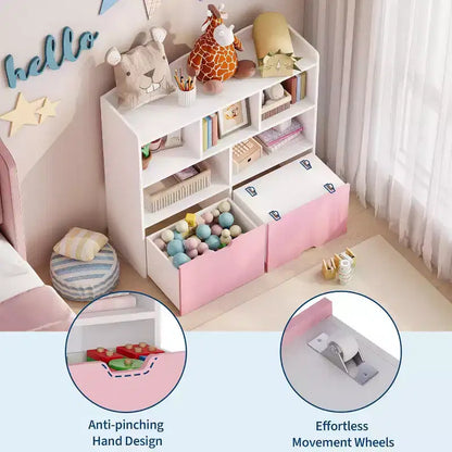 Organisateur de rangement pour jouets, étagère à livres pour enfants, armoire de rangement pour jouets, bibliothèque pour tout-petits pour chambre d'enfant, chambre à coucher, chambre de bébé, salon