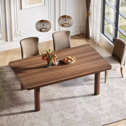 Table de salle à manger Lantine 63 pouces en bois de ferme pour 4 à 6 personnes, grande table rectangulaire de cuisine et de salle à manger avec pieds en bois massif pour la cuisine et la salle à manger