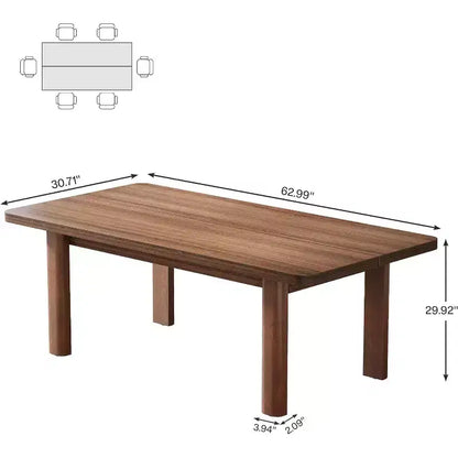 Table de salle à manger Lantine 63 pouces en bois de ferme pour 4 à 6 personnes, grande table rectangulaire de cuisine et de salle à manger avec pieds en bois massif pour la cuisine et la salle à manger