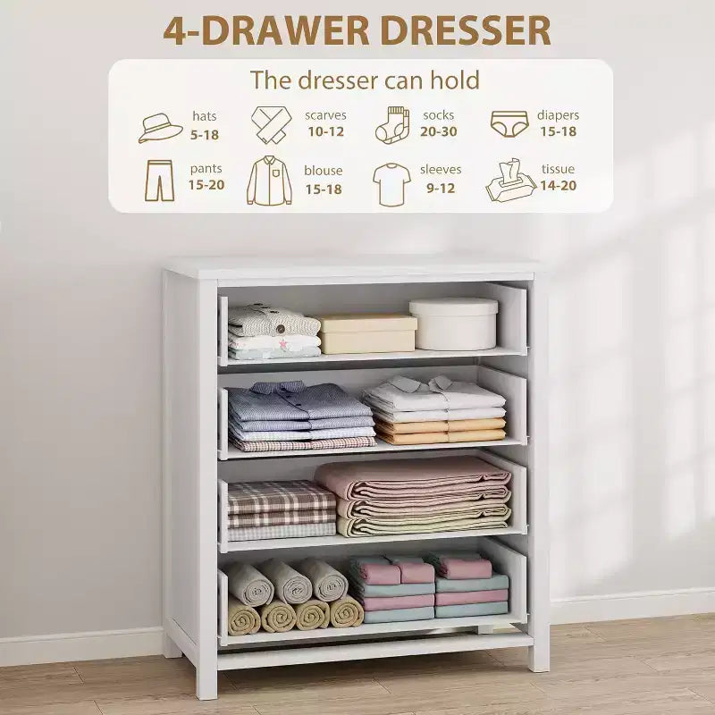 Commode en rotin pour chambre à coucher, commode de 94 cm de haut pour placard avec 4 tiroirs en rotin, commode avec armoire de rangement pour vêtements, pour chambre à coucher