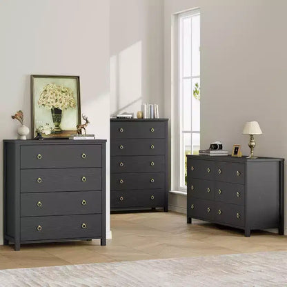 Commode en rotin pour chambre à coucher, commode de 94 cm de haut pour placard avec 4 tiroirs en rotin, commode avec armoire de rangement pour vêtements, pour chambre à coucher