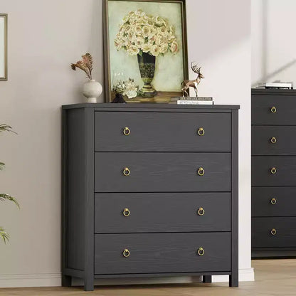 Rattan Dresser for Bedroom,Chest of Dressers 37 Tall Dresser for Closet with 4 Rattan Drawers Chest with Clothes Storage Cabinet,for Bedroom