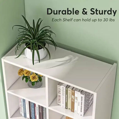 Lantine Bibliothèque étroite de 180 cm de haut, étagère moderne blanche avec 12 casiers de rangement pour bureau à domicile, verticale ou horizontale