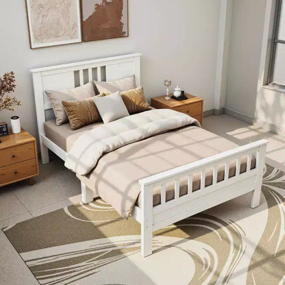 MAYEERTY Twin Size Metal Platform Bed Frame, Headboard Footboard with 350LBS Wooden Slats Support