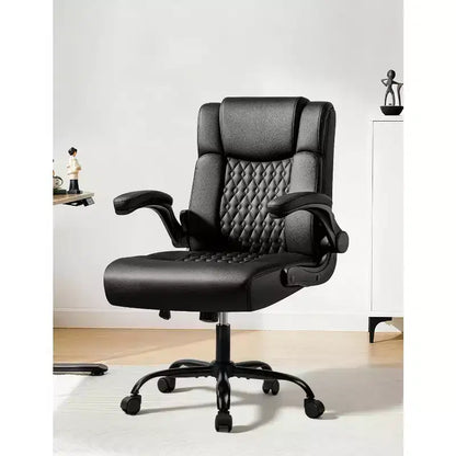 BALHAM TRADE - Fauteuil de bureau ergonomique en cuir PU avec accoudoirs relevables et roulettes fluides pour bureau à domicile