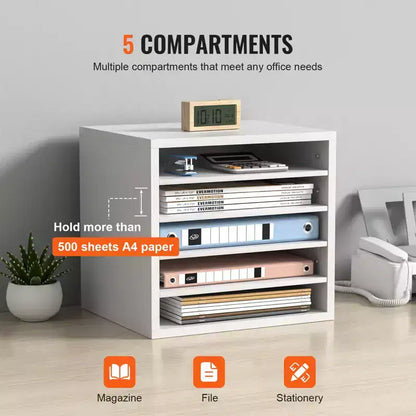 Organiseur de documents de bureau 5 compartiments avec étagère réglable Trieur de courrier