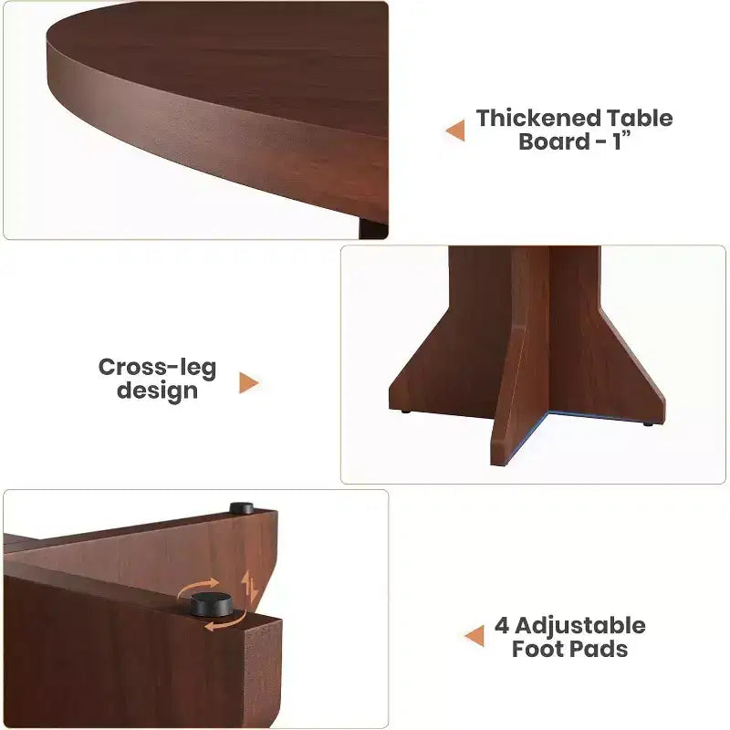 Table à manger ronde pour 4-6 personnes, table de cuisine circulaire de 120 cm avec piédestal robuste, meubles de salle à manger pour petits espaces dans le salon