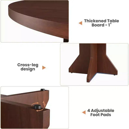 Table à manger ronde pour 4-6 personnes, table de cuisine circulaire de 120 cm avec piédestal robuste, meubles de salle à manger pour petits espaces dans le salon